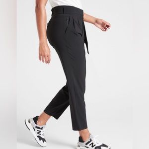 Athleta Skyline Pant 2, black. Paper bag style athletic pants.